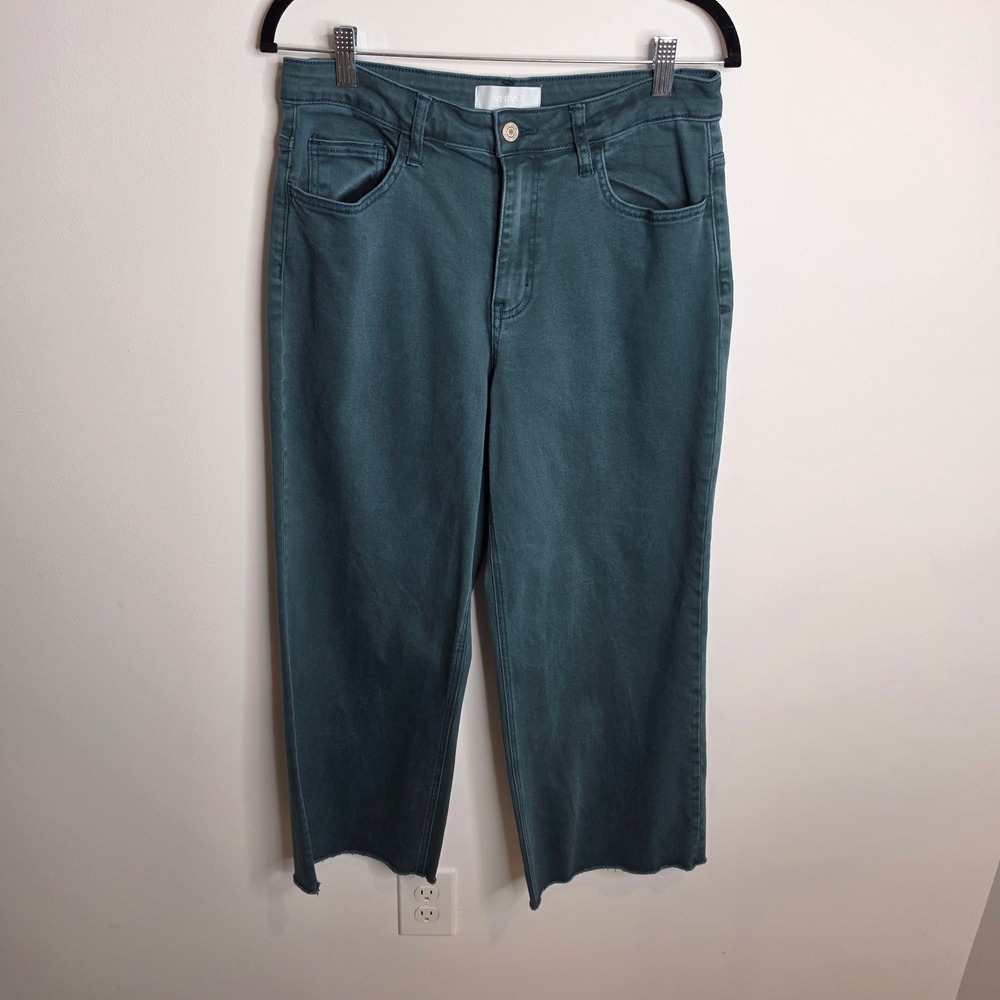 Vervet Blue Straight Leg Jeans Womens 30 Teal Green Raw Hem